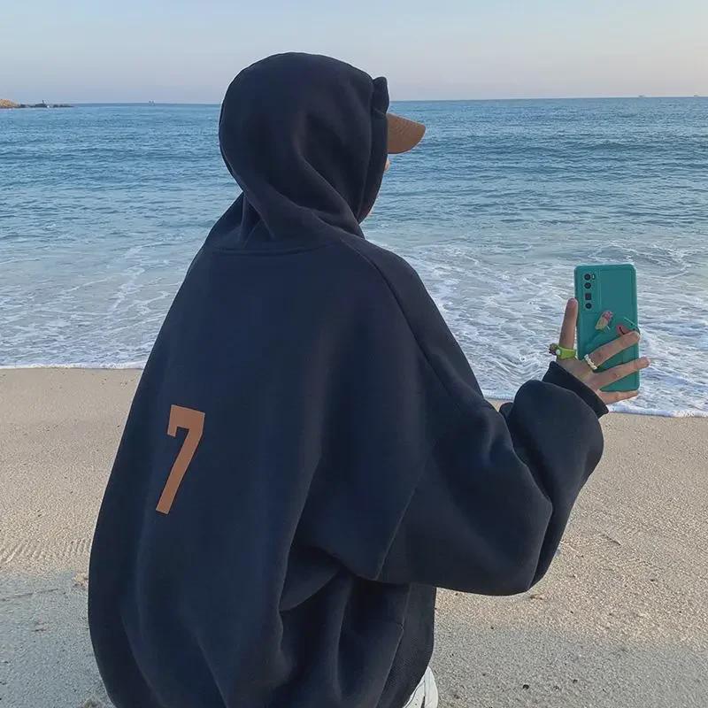 Мужская серая толстовка с капюшоном — модная свободная куртка в стиле хип-хоп на осень/зиму 2022 года