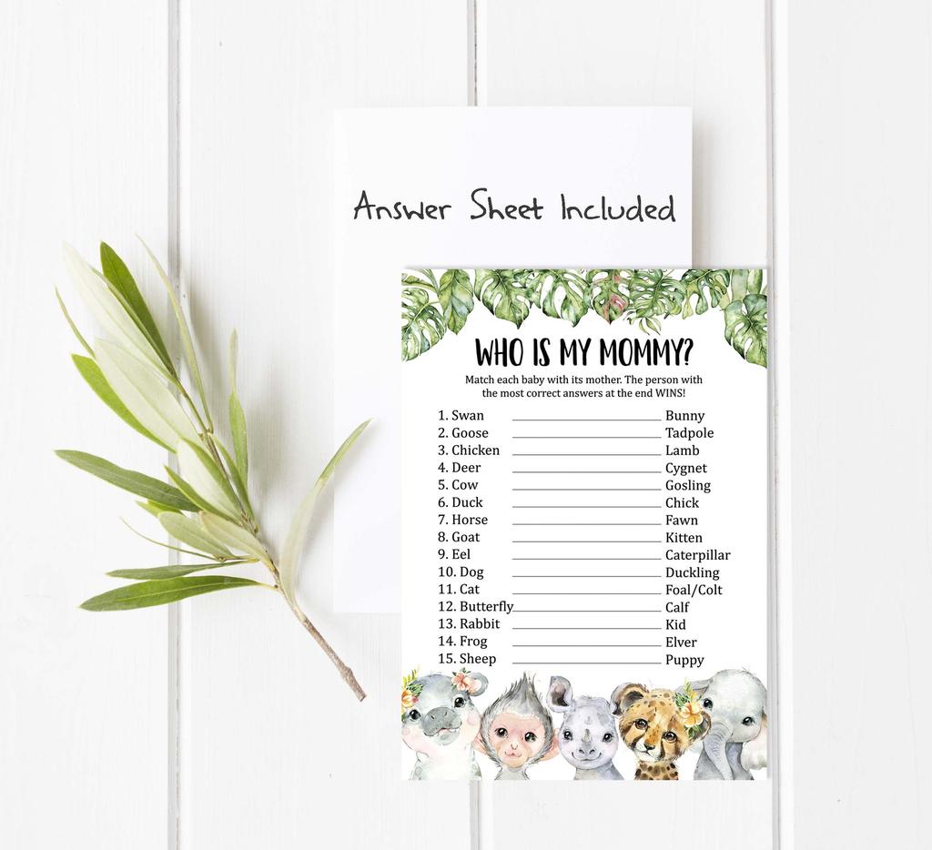 Inkdotpot Игровой набор Baby Shower из 50 игр BabyA AlphabetA ABCA Игра Safari Jungle Animals Party