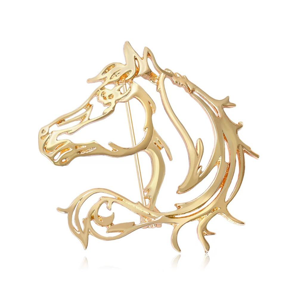 Hollow Out Horse Brooches Metal Horse Head Brooches Unisex Brooch Pins  New Year Gift