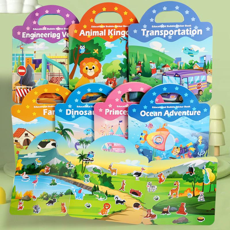 Детская забавная портативная книга с наклейками-пузырями, пазл для детского сада, раннее образование, мультяшный пазл, бумажная игрушка