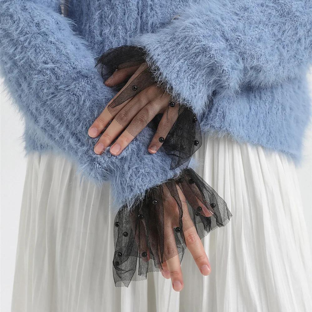 DIY Detachable Cuffs Cuff Extension Embroidery Lace Daisy Fake Sleeves Elastic Wild Wrist Pleated Organ Lolita Fake Sleeves