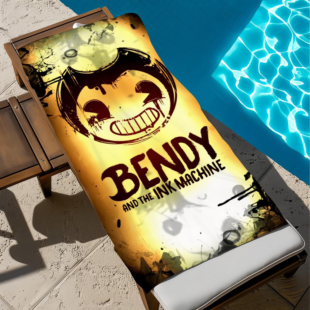 B-bendy and the ink m-Machine ИГРА Полотенце Пляжное Быстросохнущее Мягкое Полотенца для Бассейна Подарок для Путешествий Спортзал Душ Кемпинг спорт