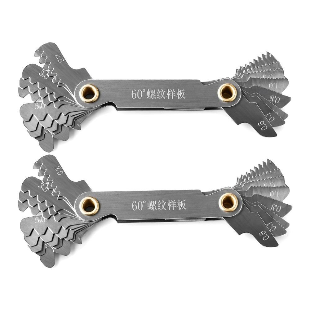 2pcs Metric 60 Degree Thread Pitch Gauge Thread Cutting Gauge For Screw Measurement