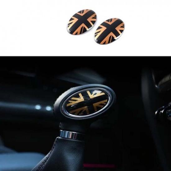 2PCS Central Console For Mini Cooper Clubman F54 Gear Shift Knob Trim Black Gold