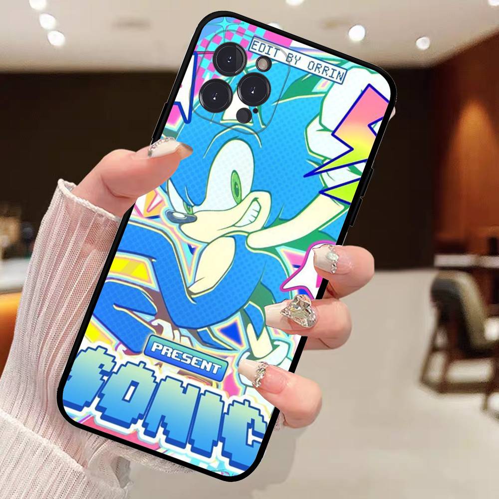 Game Sonic Movie Anime Phone Case For Iphone 17 16 15 14 13 12 11 Pro Max Plus Black Shell Cover Case
