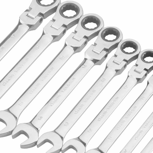 Ratchet Wrench, Open-End Wrench, 15mm, Maintenance Tool, Perfect for Cars, Motorcycles, and Furniture Assembly, with a Mirror Finish and Adjustable An
