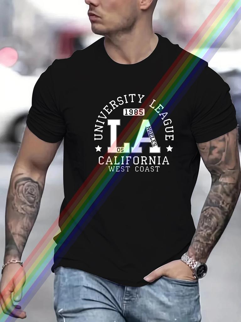 Luxury Brand LOS ANGELES Print T Shirt For Man Summer Vintage Unisex Oversized T-shirt Y2k Tops Short Sleeve Men's
