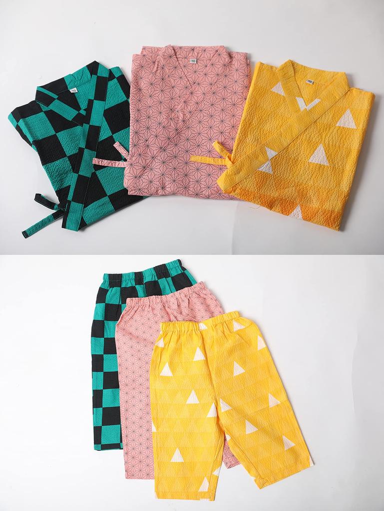 Короткий открытый верх и низ Demon Kimetsu no Yaiba с японским узором, подходящий для детской одежды, рукавов, домашней одежды Slayer,