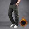 Зимние плюшевые и теплые мужские брюки с несколькими карманами