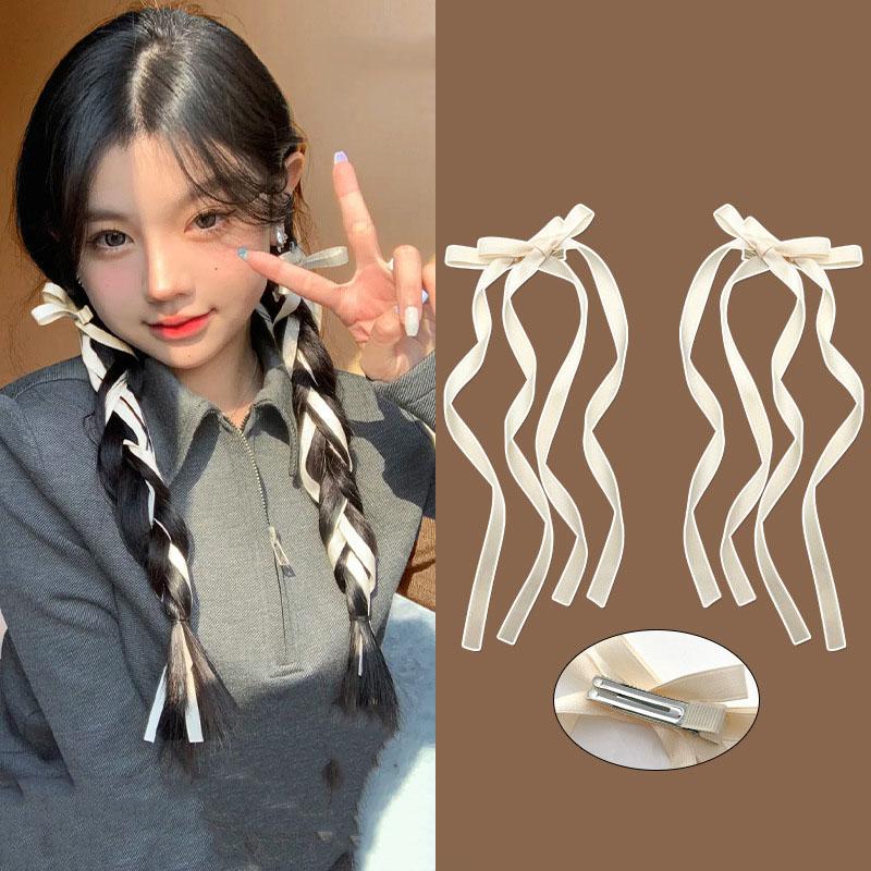 New Ribbon Long Bow Hair Claw Side Clips for Women Girls Kids Child Hairpin Gift Party Hair Accessories Headwear Ornament