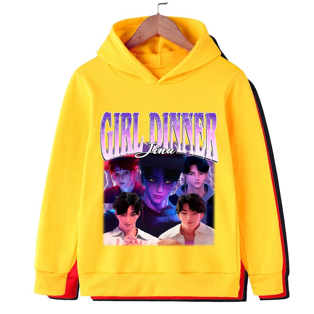 Детское худи с графическим принтом K-pop для мальчиков и девочек - Модная черная толстовка для весны и осени