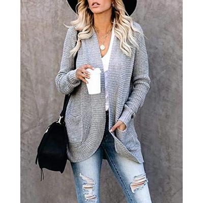 Женские модные повседневные однотонные куртки и пальто с длинными рукавами с принтом на осень и зиму