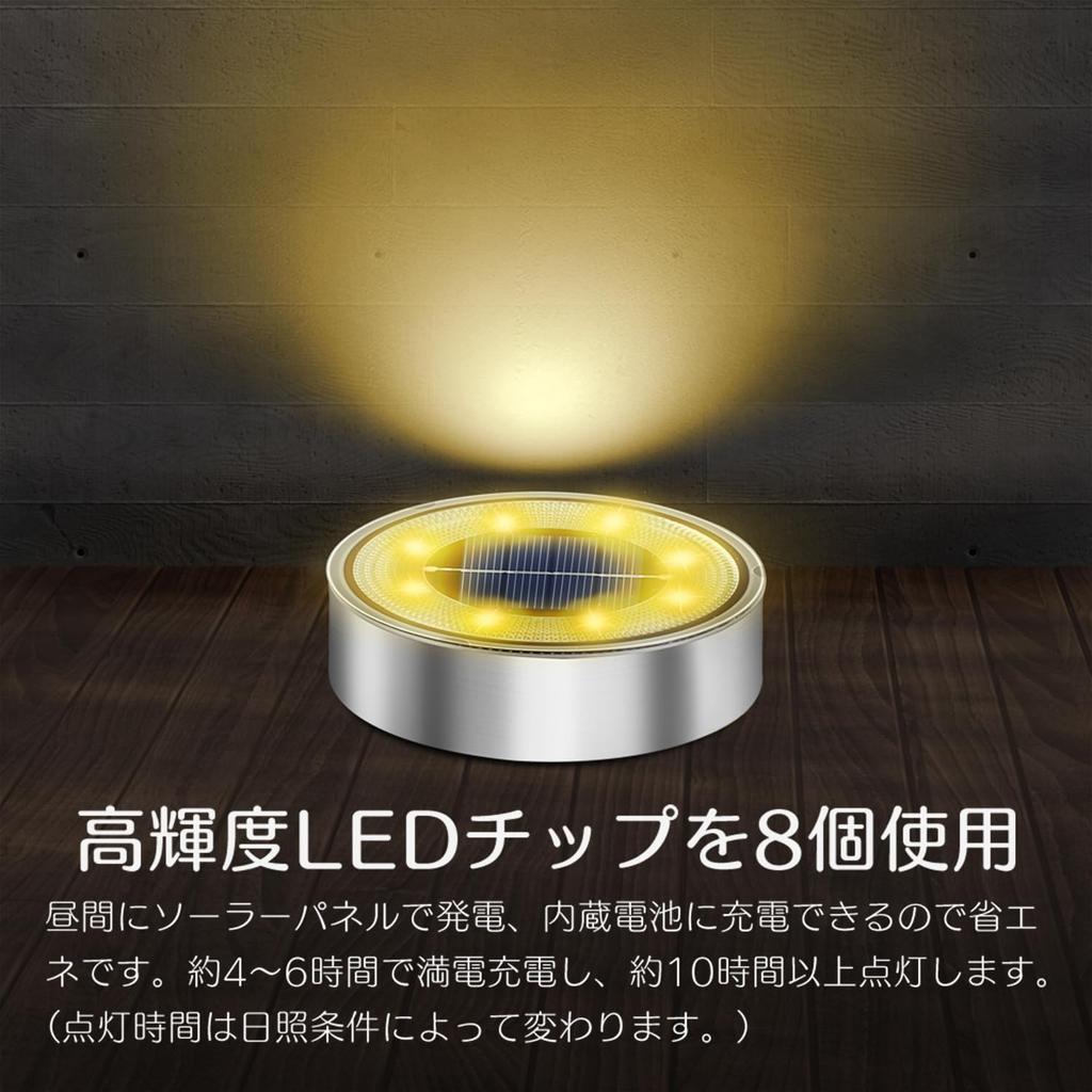 Outdoor Solar Lights, IP68 Waterproof, Recessed Garden Lights, Automatic OnOff, Light Sensor, Solar Panel Charging, High Brightness LED, Easy