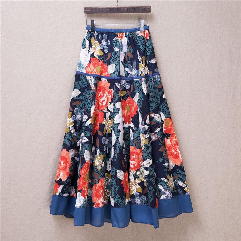 Spring Summer Fashion Women's Cotton Linen High Waist Slim Half Length Temperament Check Print Swing Skirt Plus Size