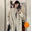 Серое шерстяное пальто на осень и зиму корейский стиль средней длины маленькое шерстяное пальто Хепберн для женщин