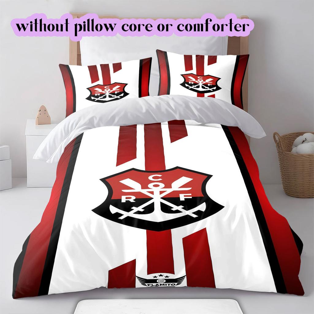 Flamengo football soccer Pattern Bedding,Quilt Set Quilt Cover Pillowcase Home Birthday Gift (1*duvet cover+2*pillowcase,without core)