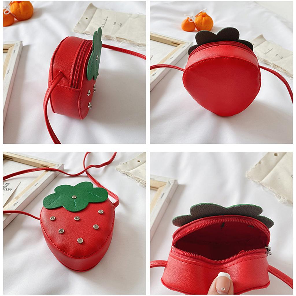 Infant Baby Kids Girls Bags Waist Bags Shoulder Bags Leather Cute Strawberry