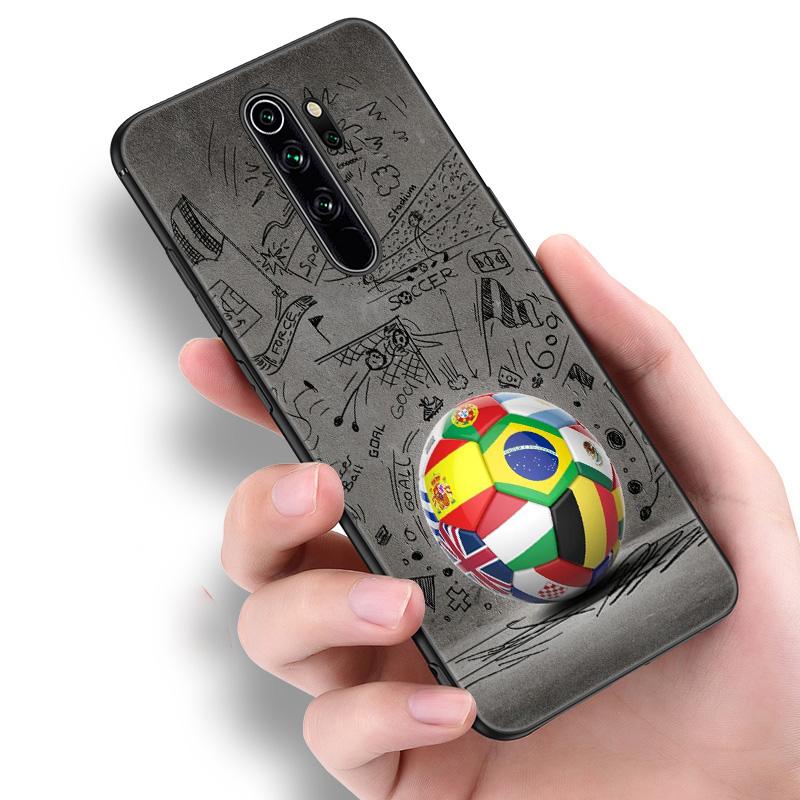 Силиконовый чехол для телефона с огненным футбольным мячом для Xiaomi Redmi Note 11 10 9 8 Pro 11T 10T 10S 9S 8T 9 9A 9C 9T, черный чехол