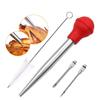 Sagit Stainless Steel Turkey Baster Baster Syringe For Cooking Meat Injector Set With 2 Marinade Needles 1 Cleaning Brush