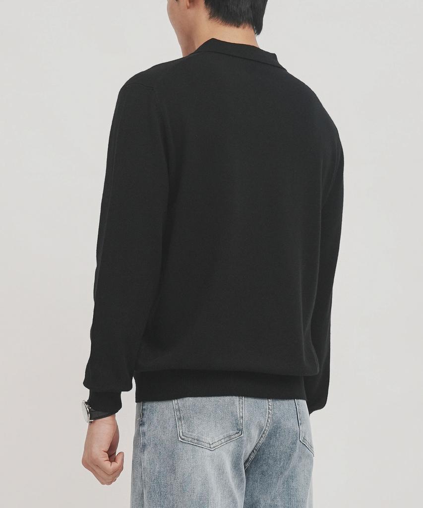 GOLDPERCENT Viscose Soft Cozy Collar Knit (Black, Men)