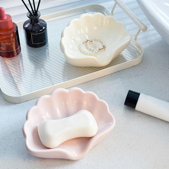 1/2 шт. Мыльница в форме ракушки, поднос для мыла без слива, компактный размер, пластиковая, с функцией автоматического слива, подставка для мыла для ванной