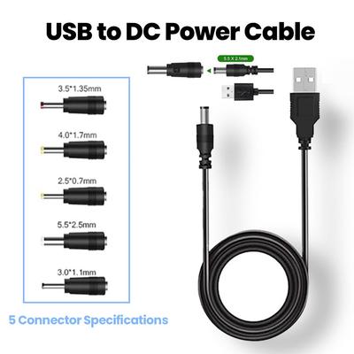 Кабель питания USB на 5 В постоянного тока 5,5 * 2,5 мм, зарядный шнур с 5 выбираемыми разъемами, универсальный кабель питания для ТВ-приставки