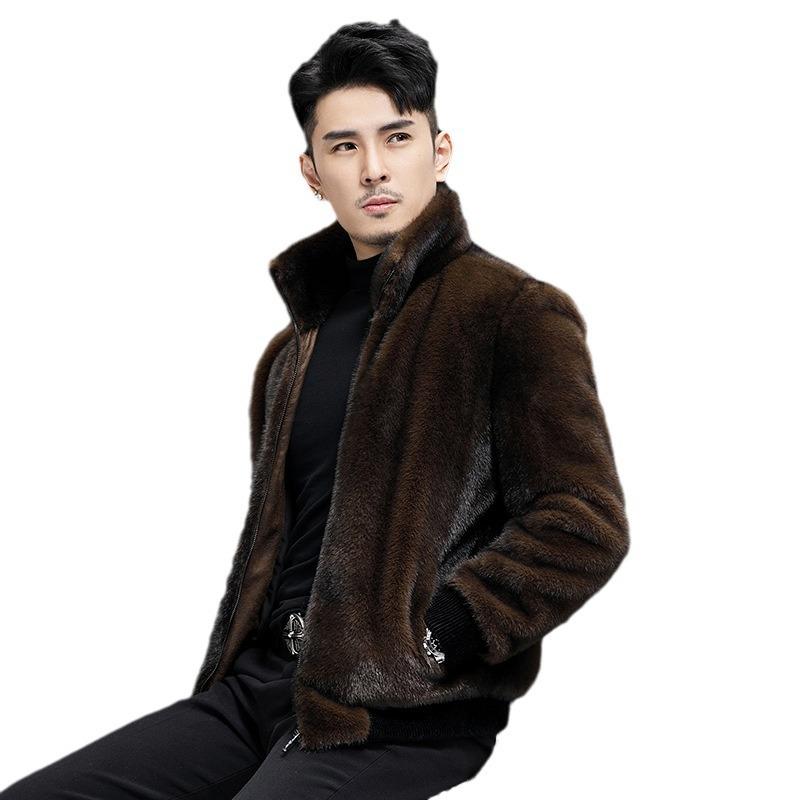 Новая меховая цельная мужская шуба из натурального меха стриженой овчины средней длины с отворотом двухсторонняя овечья шерсть зимняя толстая