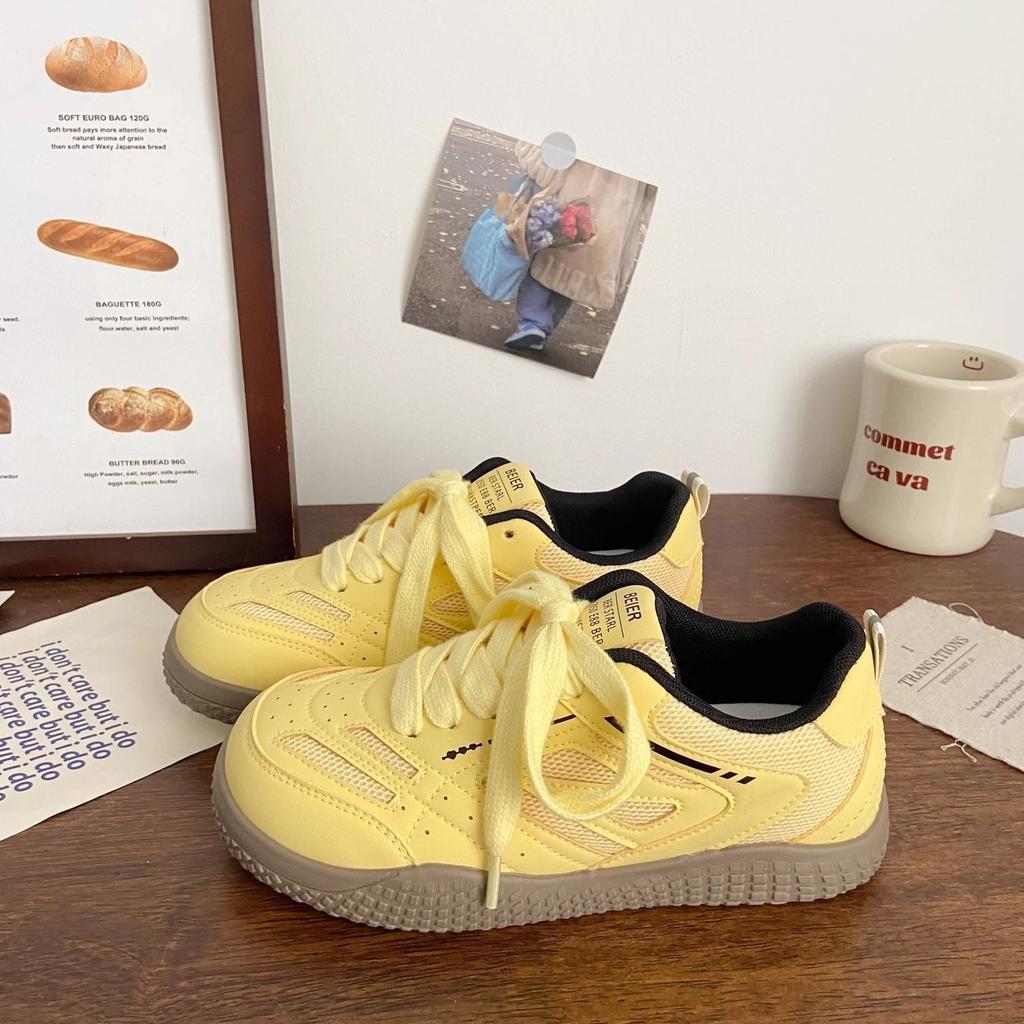 2025 новый студент летний маффин подошва мода европейская станция дышащие маленькие белые туфли женские универсальные сетчатые тонкие туфли на платформе