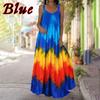 Women Fashion Sleeveless Swing Long Sling Dress Boho Tie Dye 3D Printed Maxi Dresses Casual Spaghetti Straps Summer Dresses Plus Size