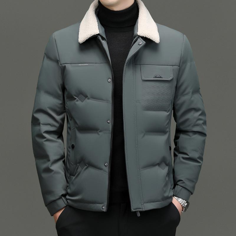 Мужская куртка-пуховик из утолщенного бархата с отворотом 90, зимняя, мужская, деловая, повседневная, теплая, для среднего возраста, куртка-пуховик