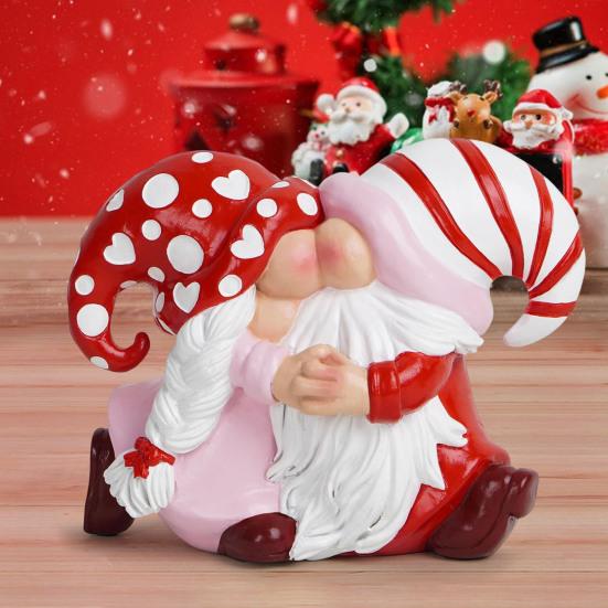 Фигурка пары гномов на День святого Валентина, настольное украшение для пары гномов, смоляная статуэтка целующейся пары гномов, подарки для девушки, мамы, женщины