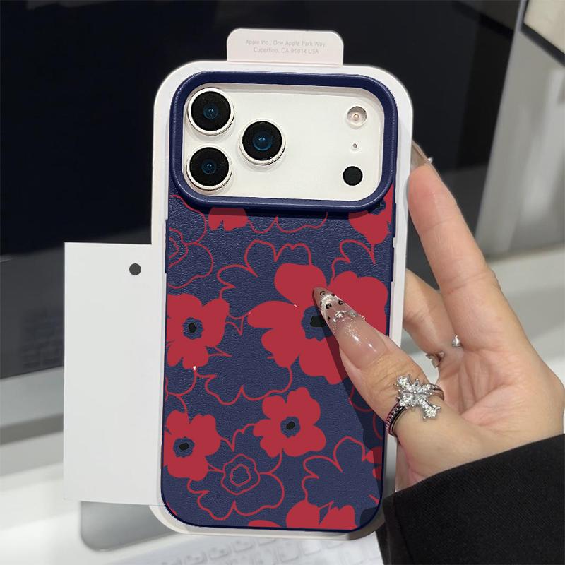 Чехол с принтом белых цветов для iPhone 17 18 Pro Max Кожаная текстура Силиконовая крышка для iPhone 16 15 14 13 Pro Max 16E 17E