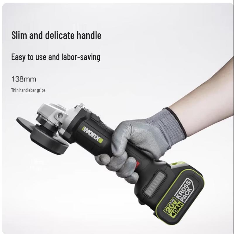 WORX 20V Беспроводная бесщеточная угловая шлифмашина (УШМ) вилка CN (адаптер в комплекте)