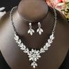 Exquisite Necklace Earrings Set Shining Crystal Necklace Set Princess Rhinestone Jewelry Set  Women