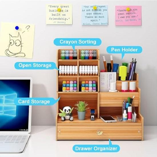 Деревянная подставка для ручек, органайзер для стола, держатель для карандашей, настольный органайзер для учебы, канцелярские принадлежности для офиса (Сделай сам), коричневый