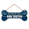 [Q7105] - Blue 'Messages' Wooden Plaque (Os - Place Du Bon Toutou) - 30x13. 5cm