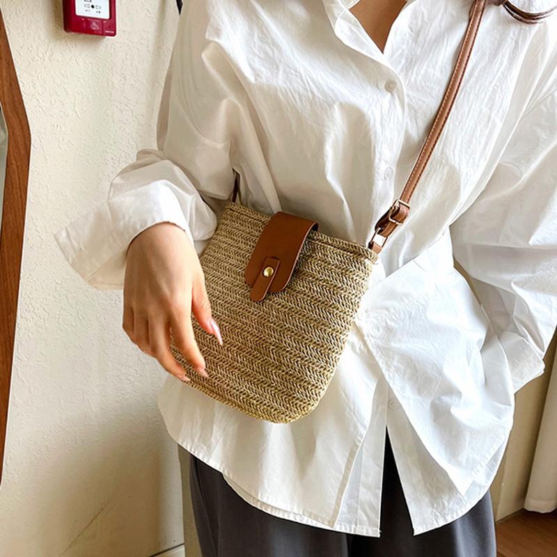 Женские сумки-мессенджеры Плетеные летние сумки с верхней ручкой Ручной работы Модные Праздничные Повседневные Простые Сумки-седла Женская соломенная сумка CLE