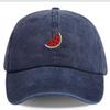 Retro washed black baseball cap, printed watermelon slice logo - Unisex's and Women's universal curved cap, suitable for outdoor, t