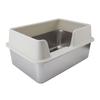 KIMISS Stainless Steel Cat Litter Box, Large Capacity, High Rim to Prevent Splashing, Open Top with Scoop, Semi-Enclosed, Metal, for Pets