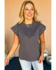 Azura Exchange Dark Grey Studded Short Sleeve Top