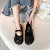 Mesh Hollow Shallow Mouth Single Shoes Women's 2025 New Summer Skirt Soft Flat Bottom Breathable One-word Buckle Mary Jane Shoes