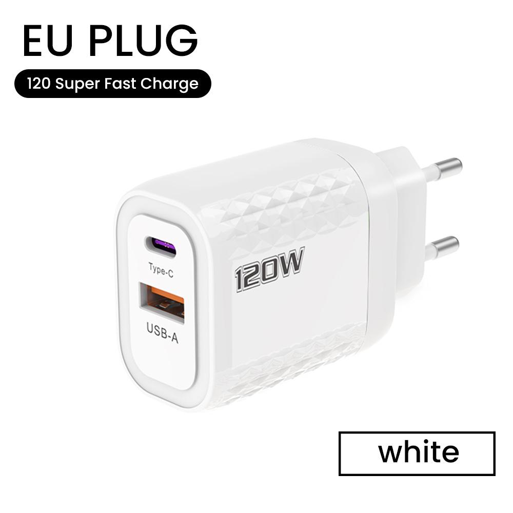 2 порта 120 Вт быстрая зарядка USB Type C зарядное устройство PD QC 3.0 USB C зарядное устройство адаптер вилки EU/US/UK для iPhone Xiaomi Samsung