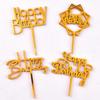 10pcs Ins Golden Happy Birthday Cake Topper Black Acrylic Birthday Party Cake Topper Cake for Baby Shower Dessert Decoration