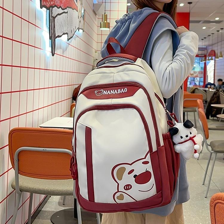 Рюкзак Lotso из нейлона с мультяшным медведем для школьников, с дышащей конструкцией, для учениц и учеников средней школы