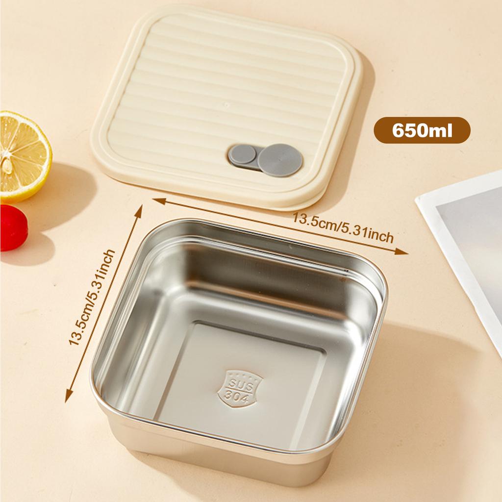 1pcs Stainless Steel Sandwich Box 20oz Reusable Lunch Container with Lid for Food Storage Snacks Fruits