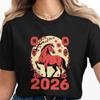 Футболка Год Лошади 2026 Футболка Китайского Зодиака Футболка Lunar New Year Дизайн Лошади Праздничная Графическая Футболка Счастливое Животное