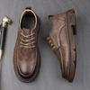Men's British Style Black/Brown Leather Shoes - Autumn Fashion, Formal/Casual, Lightweight, Height Increasing