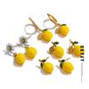 Fashion Yellow Resin Zirconia Fruit Lemon Dangle Earrings for Women Stainless Steel Arrivals Chic Jewelry Wholesale
