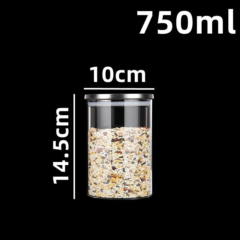 500/750/1100/1700 мл стеклянная круглая банка для хранения продуктов с крышкой из нержавеющей стали, домашний кофе в зернах, чайные зерна, закуски, резервуар для хранения фруктов