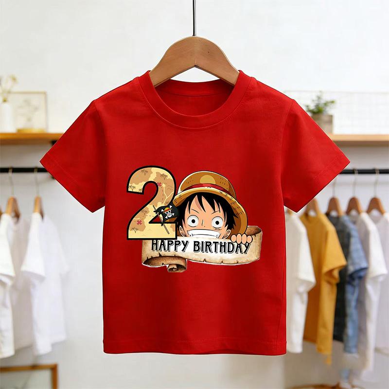 New Arrival Anime Happy2 Birthday Kids Pure Cotton Printed TShirt Perfect for Gifting